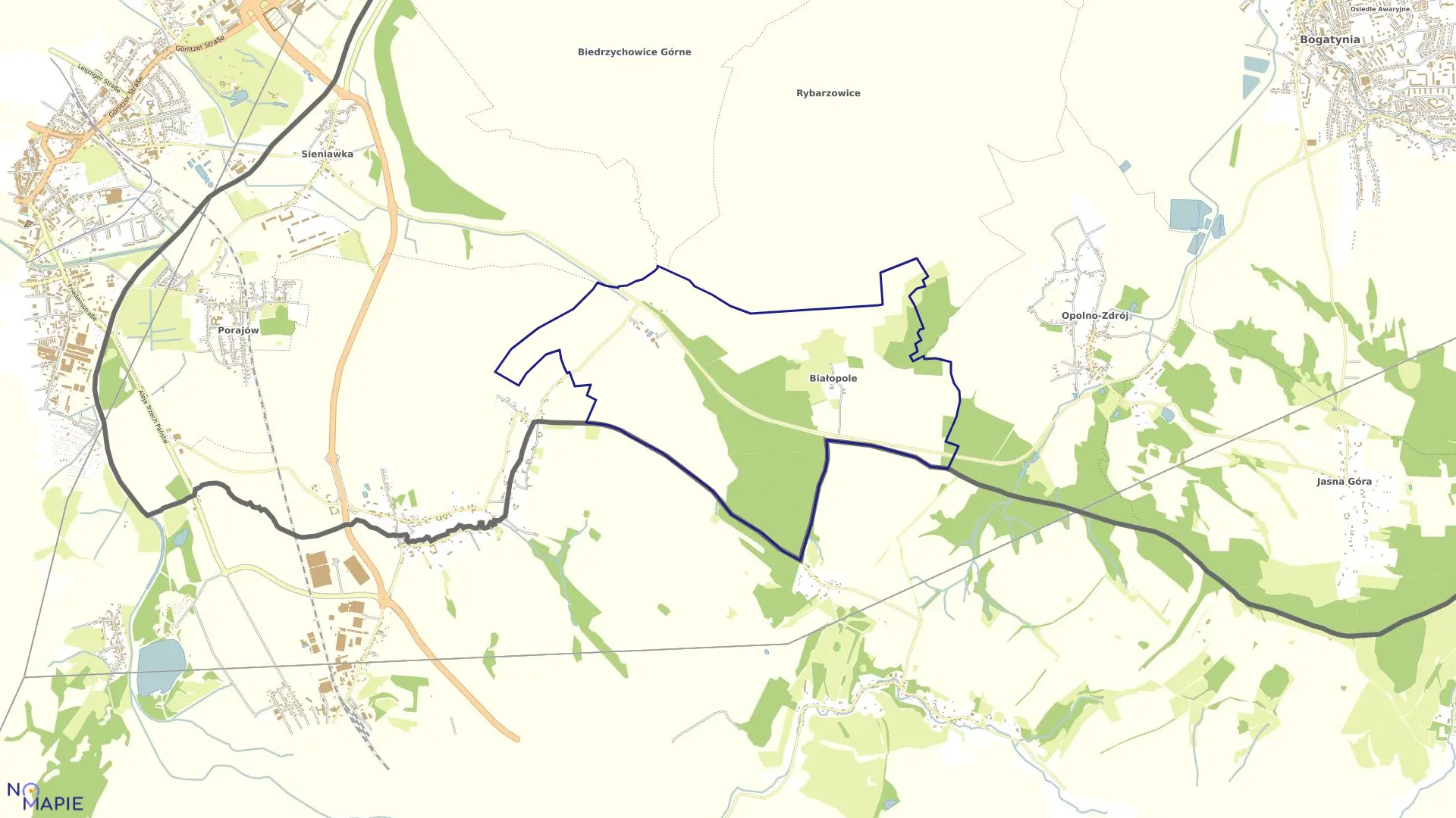 Mapa obrębu BIAŁOPOLE w gminie Bogatynia