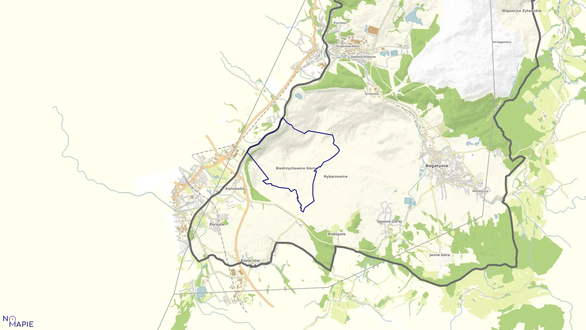 Mapa obrębu BIEDRZYCHOWICE w gminie Bogatynia