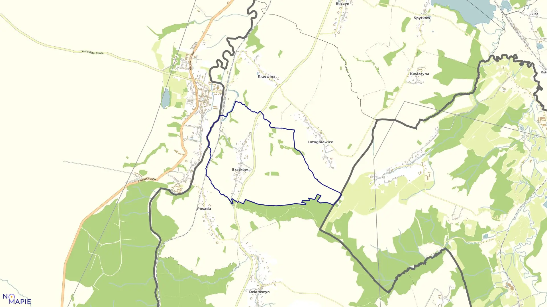 Mapa obrębu BRATKÓW w gminie Bogatynia