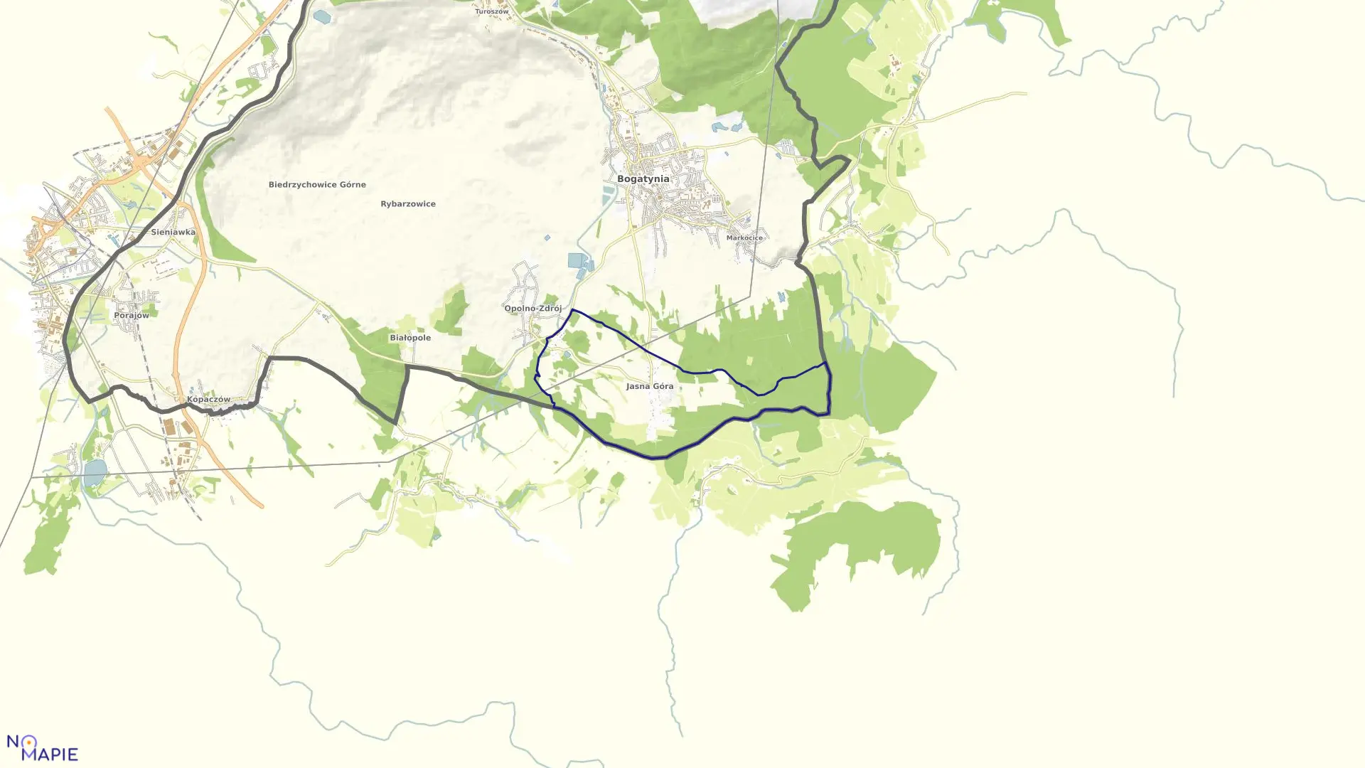 Mapa obrębu JASNA GÓRA w gminie Bogatynia