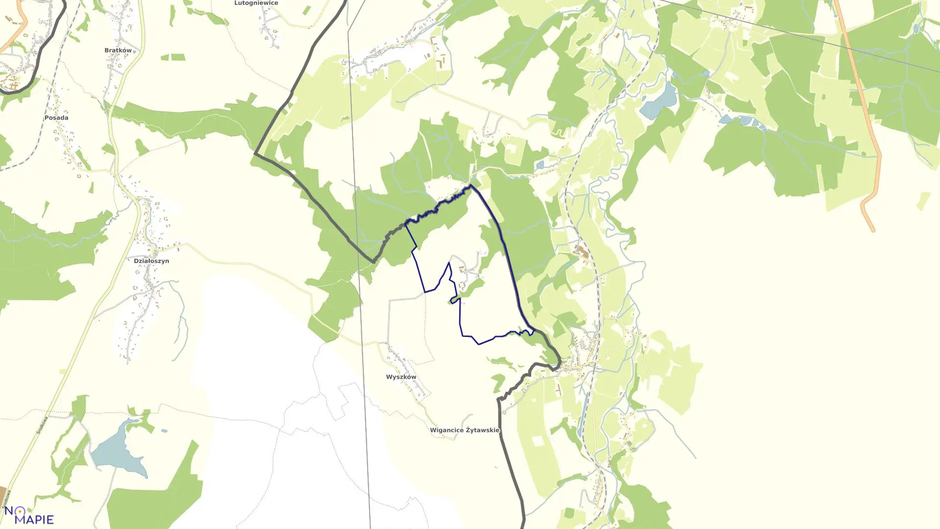 Mapa obrębu WOLANÓW w gminie Bogatynia