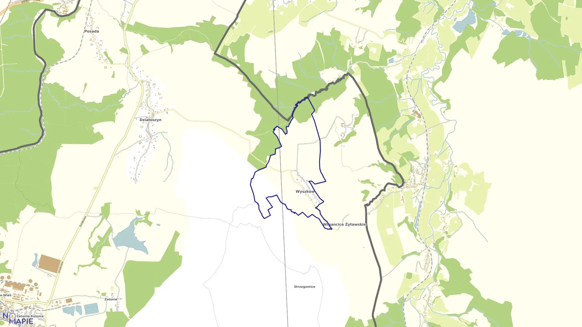 Mapa obrębu WYSZKÓW w gminie Bogatynia